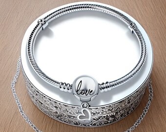 Sterling Silver 925 Love Charm Bracelet
