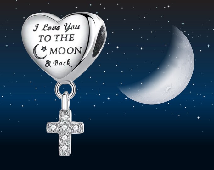Sterling silver Moon and Back charm for bracelet