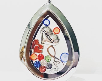 Family Teardrop Floating Memory Locket