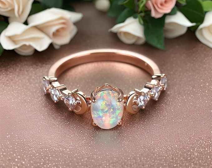 Rose Gold Plated Opal Ring