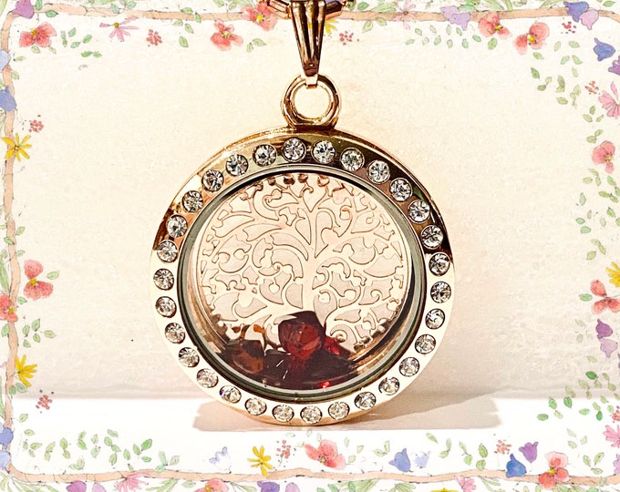 Rose gold family tree Locket