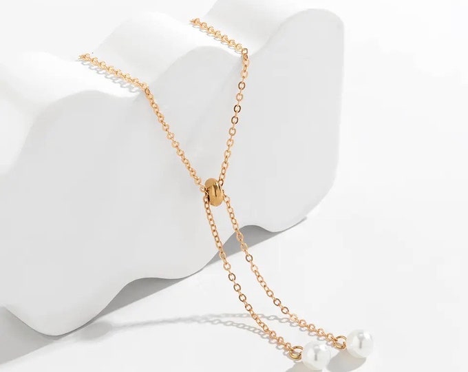 Gold plated pearl drop necklace