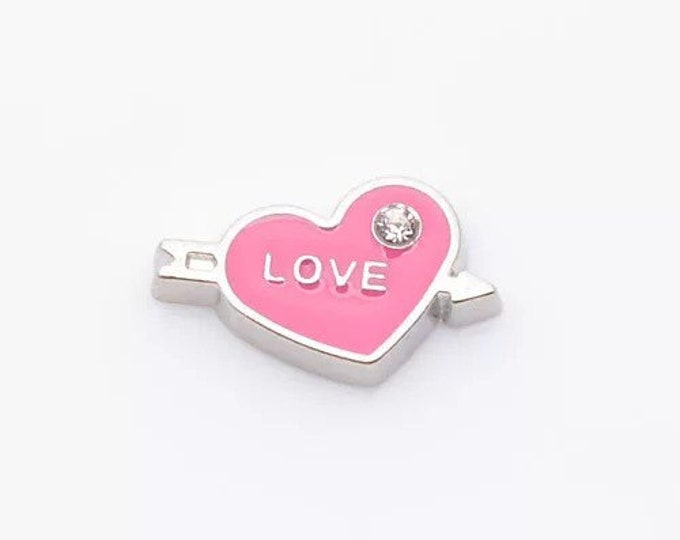 Pink love charm with crystal
