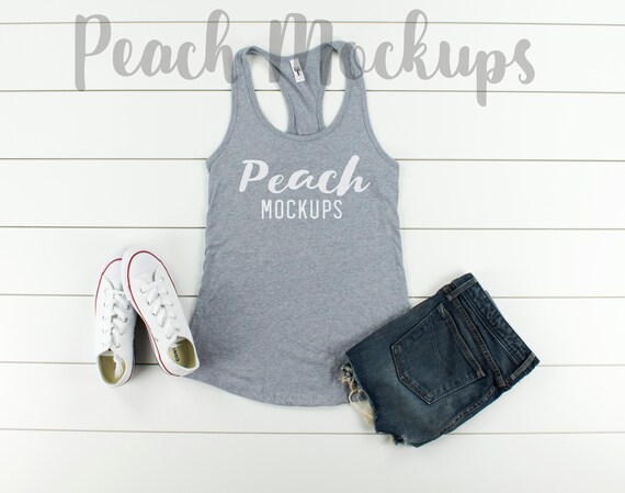 Next Level 1533 Heather Gray Racerback Tank Flat Lay W Shorts Etsy