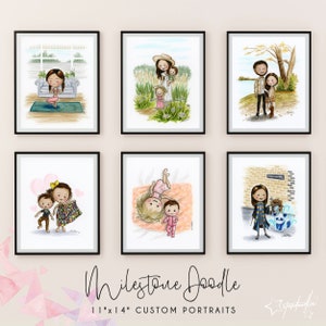 Portrait personnalisé 11"x14 » (dessiné à la main) |  Doodle marquant