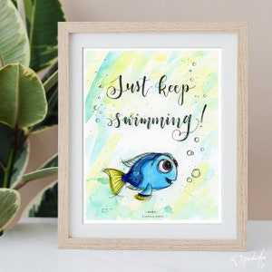 Disney | FINDING NEMO | Just Keep Swimming | 8&quot;x10&quot; Art Print