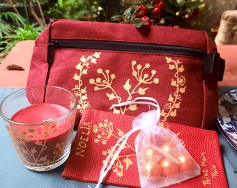 Coffret cadeau personnalisé, "Un amour à Paris", rouge et or, fait en France