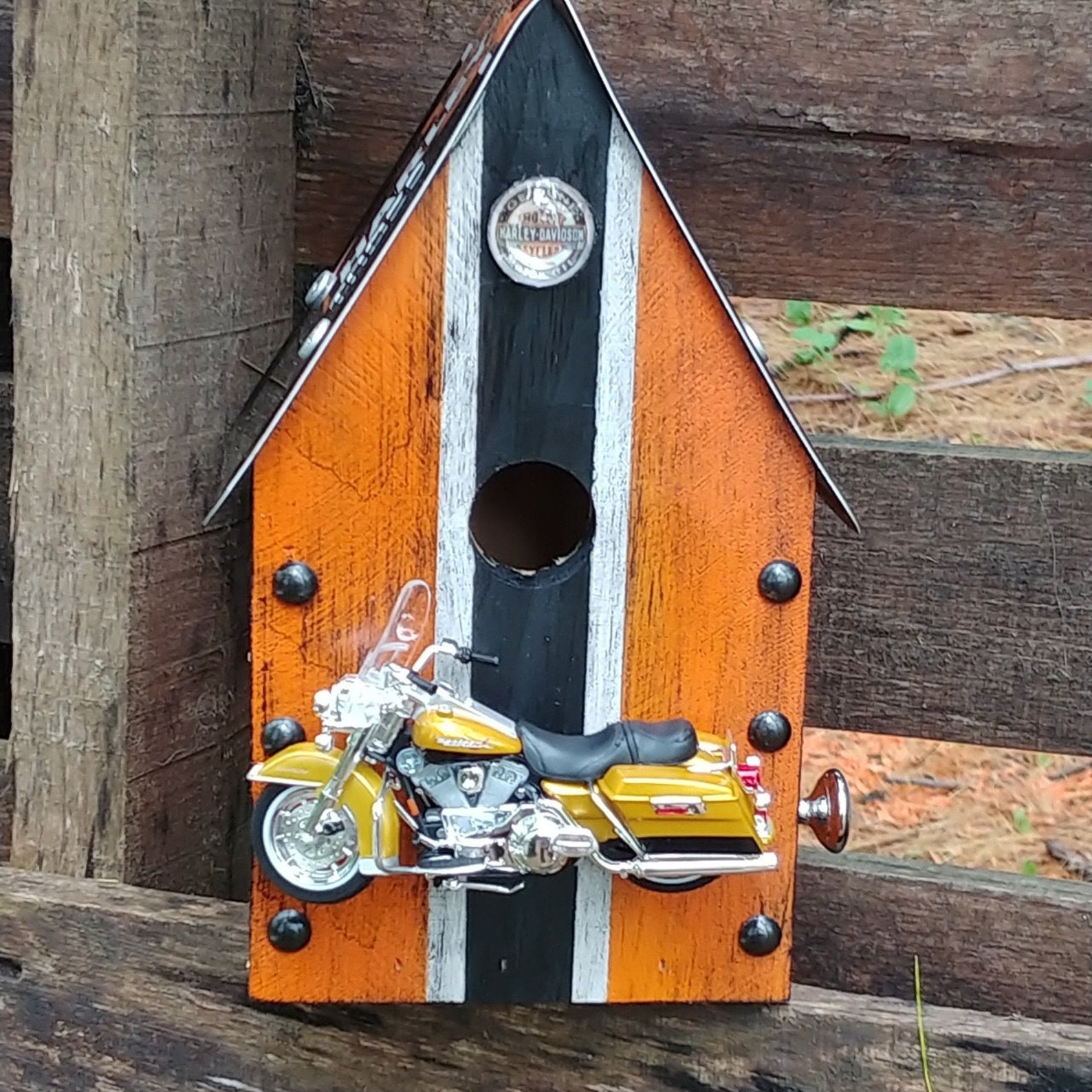Recycled Wood Harley Davidson Birdhouse Etsy