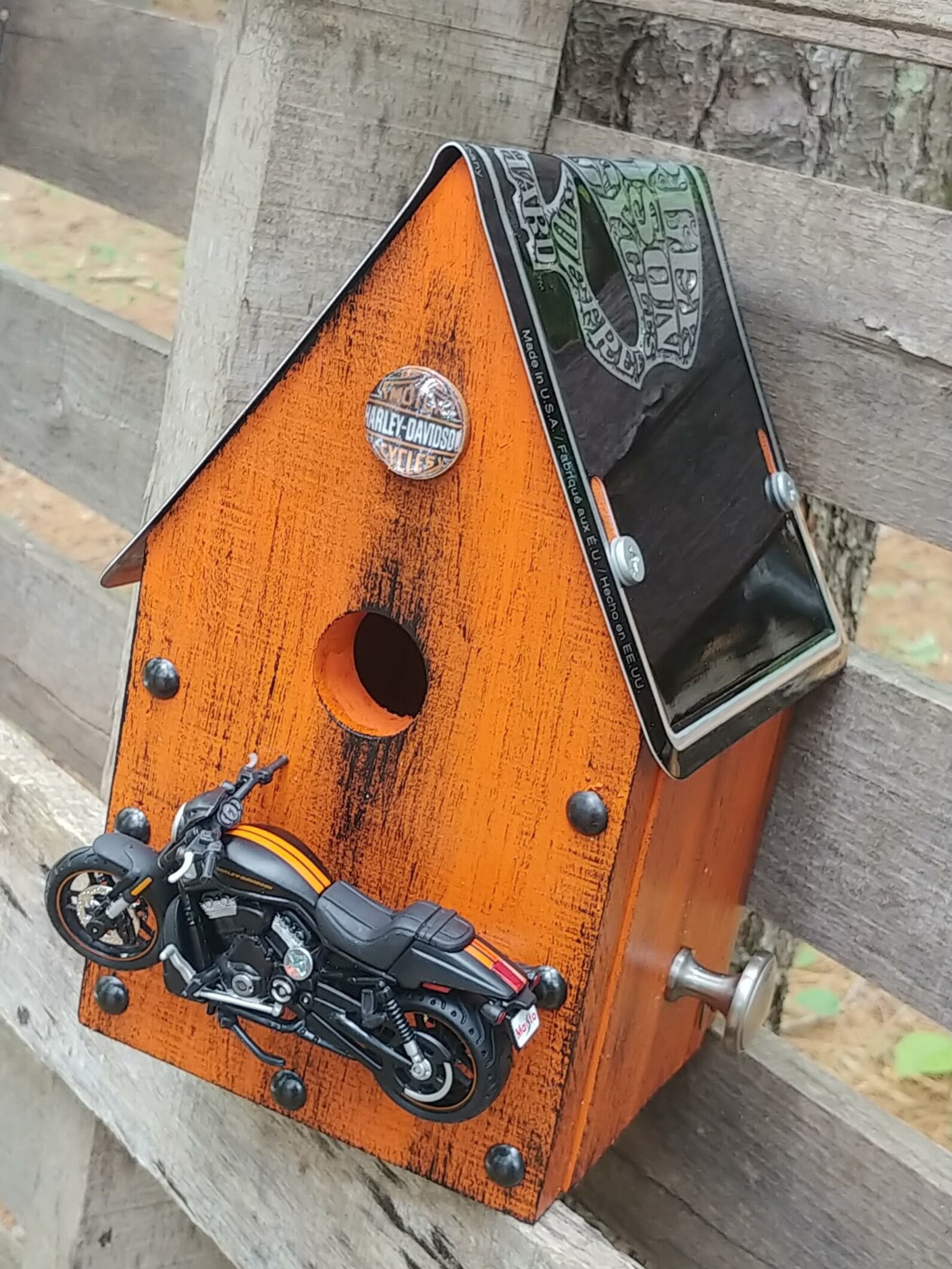 Recycled Wood Harley Davidson Birdhouse Etsy