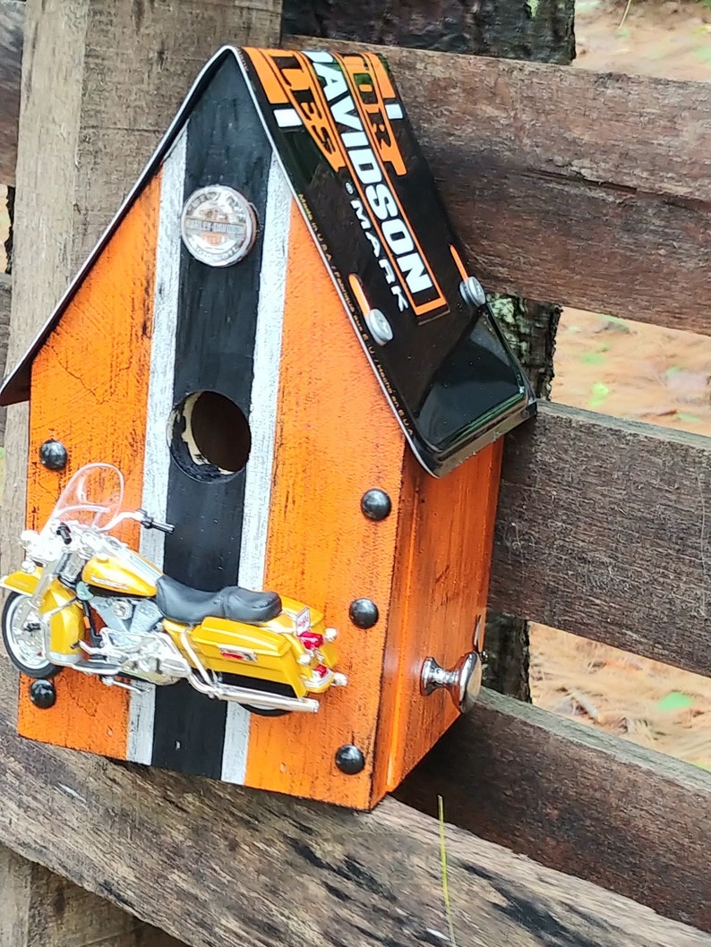 Recycled Wood Harley Davidson Birdhouse Etsy