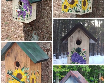 Recycled handpainted birdhouse