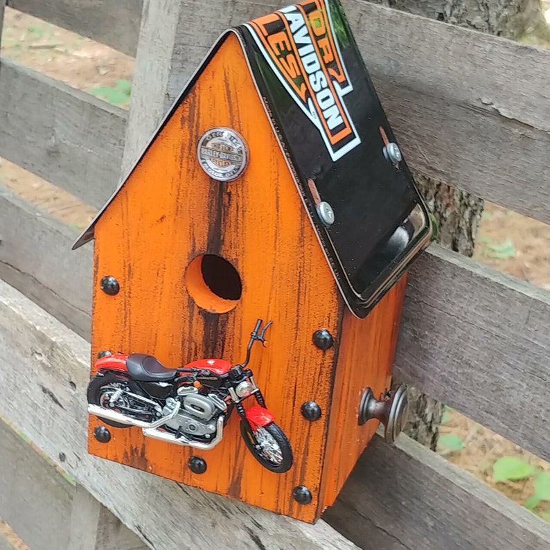 Recycled Wood Harley Davidson Birdhouse Etsy