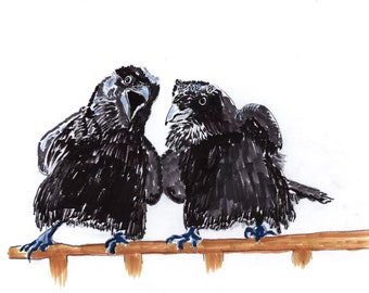 Ravens Chit Chat Folded notecard 4.5 by 5 inch