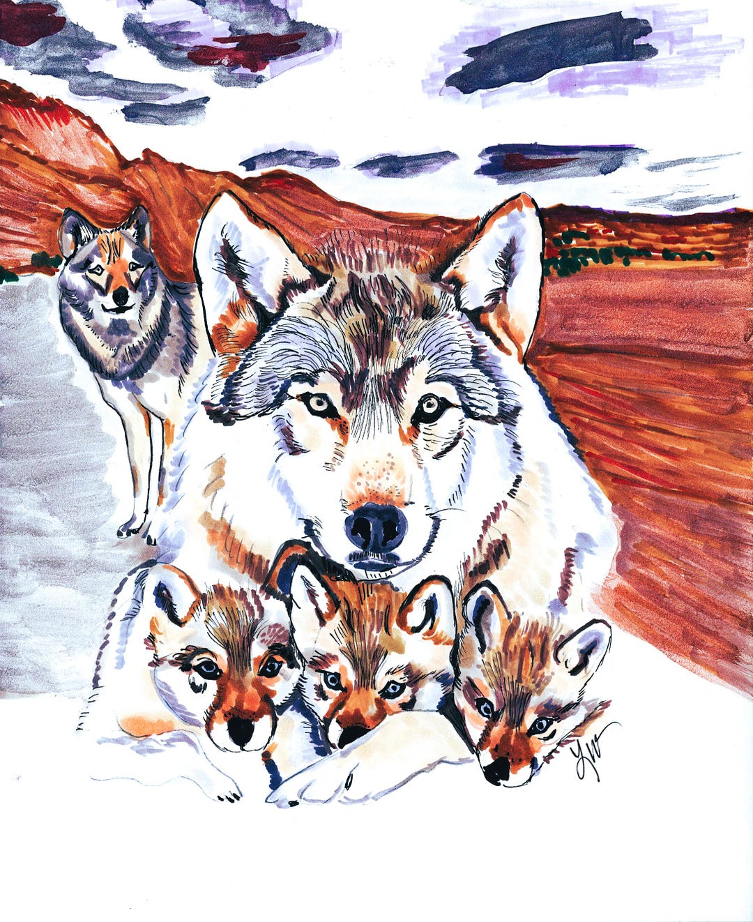Wolf Pack Folded Blank Inside Notecard 4.5 X 5 - Etsy