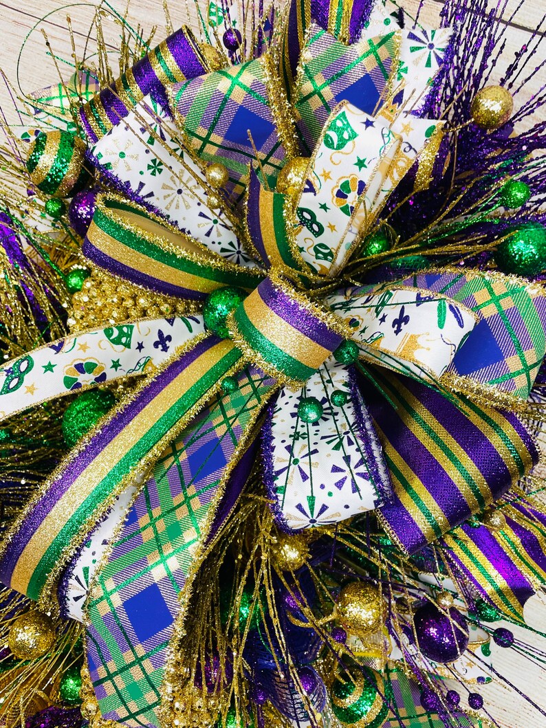 Mardi Gras Wreath Emerald Green Decoration Mardi Gras Decor Etsy