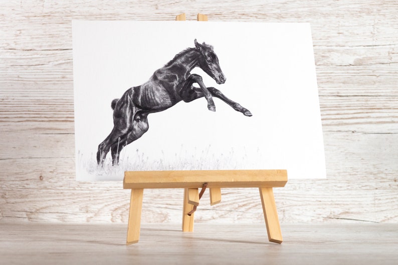 Horse drawing art print pencil A4 image 4