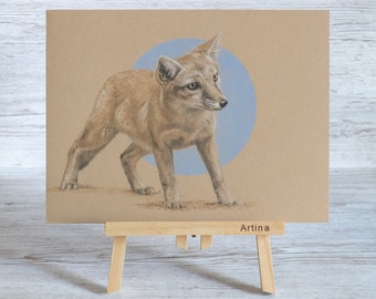 Steppenfuchs - Originalzeichnung - 9x12inch - Buntstift