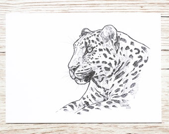 Leopard - original drawing - A5 - unique piece