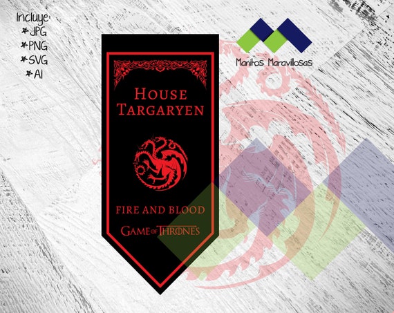Banner Game Of Thrones House Targaryen Vector Streamer For Etsy