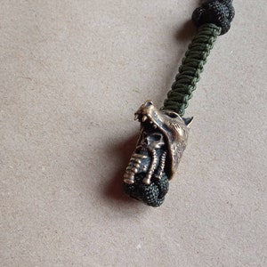 Lanyard paracord Skull Wolf,Bead Bronze,Keychain Edc,Accessoaries Knife
