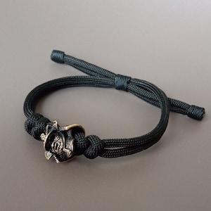 Paracord Bracelet Samurai, Beads bronze, Exclusive gift bracelet for man