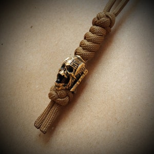 Lanyard paracord Skull Viking,Bead Brass,Keychain Edc,Accessoaries Knife
