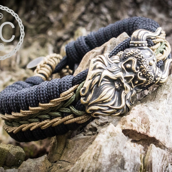 Bracelet Tottem Viking Paracord,Exclusive for man, Brass Clasp, Accessories Custom, Vikings