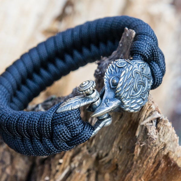 Paracord Bracelet Golden Eagle, Exclusif pour homme, Fermoir en bronze, Bracelet noir, Accessoires personnalisés, Accessoires pour hommes