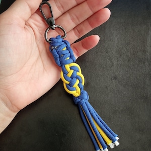 Lanyard paracord, blue and yellow color, made in Ukraine