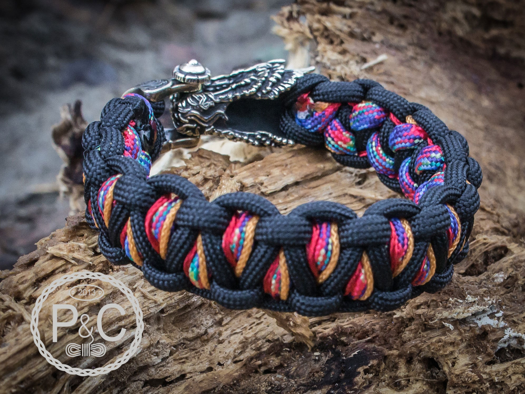 Paracord Bracelet Dragon. Exclusive Bracelet for Man, Clasp Bronze -   Denmark