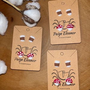 Mushroom and Coffee Stud earrings