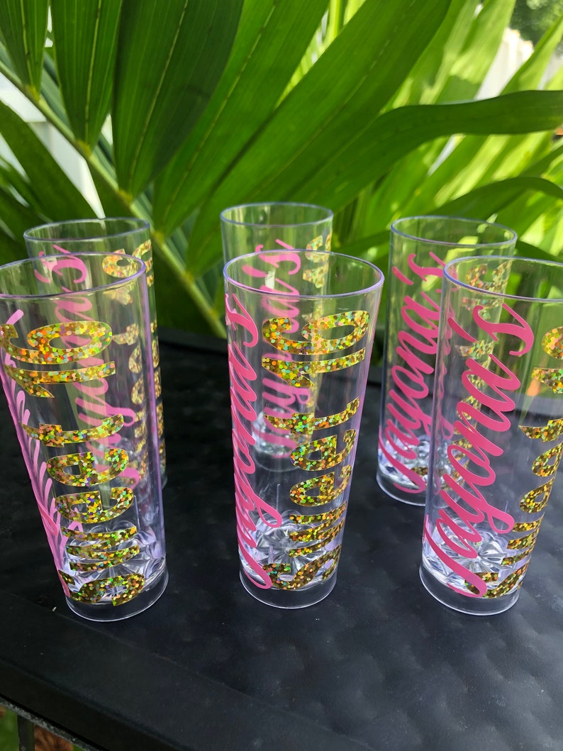 Personalized Shot Glasses Custom Plastic Glass Bridesmaid Etsy