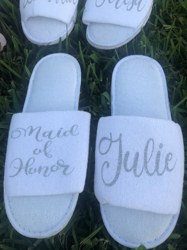 Bridesmaid Slippers Personalized Wedding Slippers Bride Etsy
