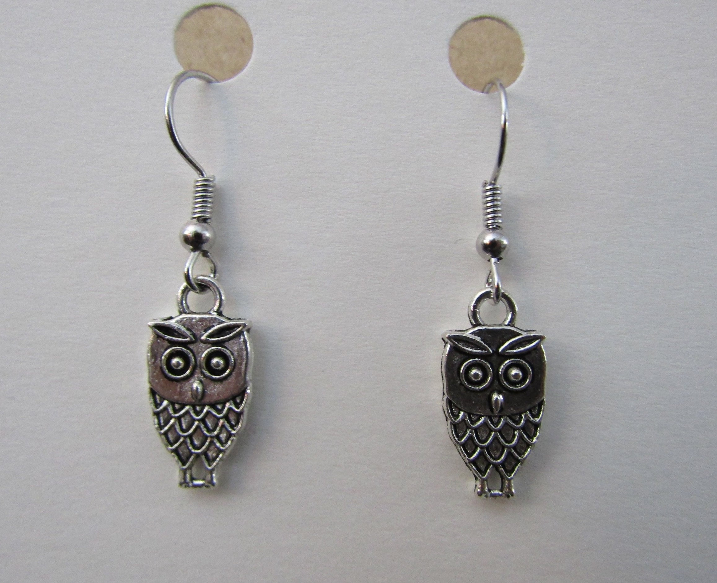Owl Silver Charm Earrings
