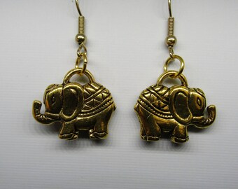Antik Gold Elefant Ohrringe