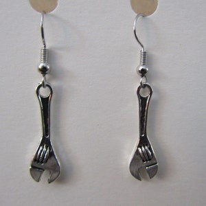 Wrench Silver Charm Earrings