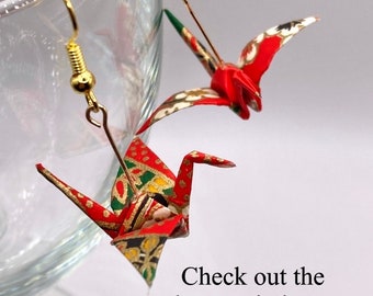 Origami-kranörhängen, handgjorda smycken, traditionellt japanskt pappershantverk från Japan, lättviktigt, Washi-papper