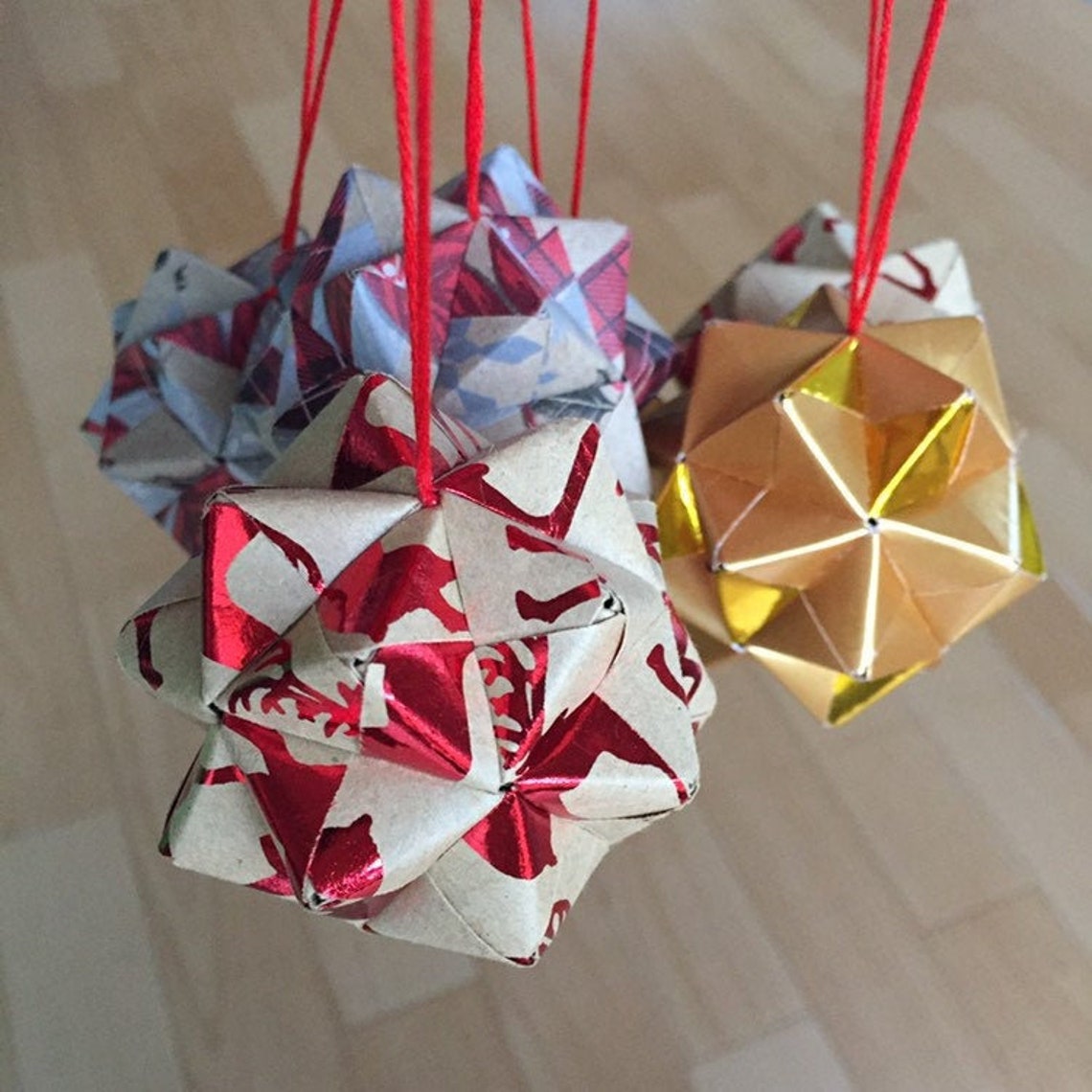Origami Christmas Tree Decorations / Christmas Baubles / Etsy