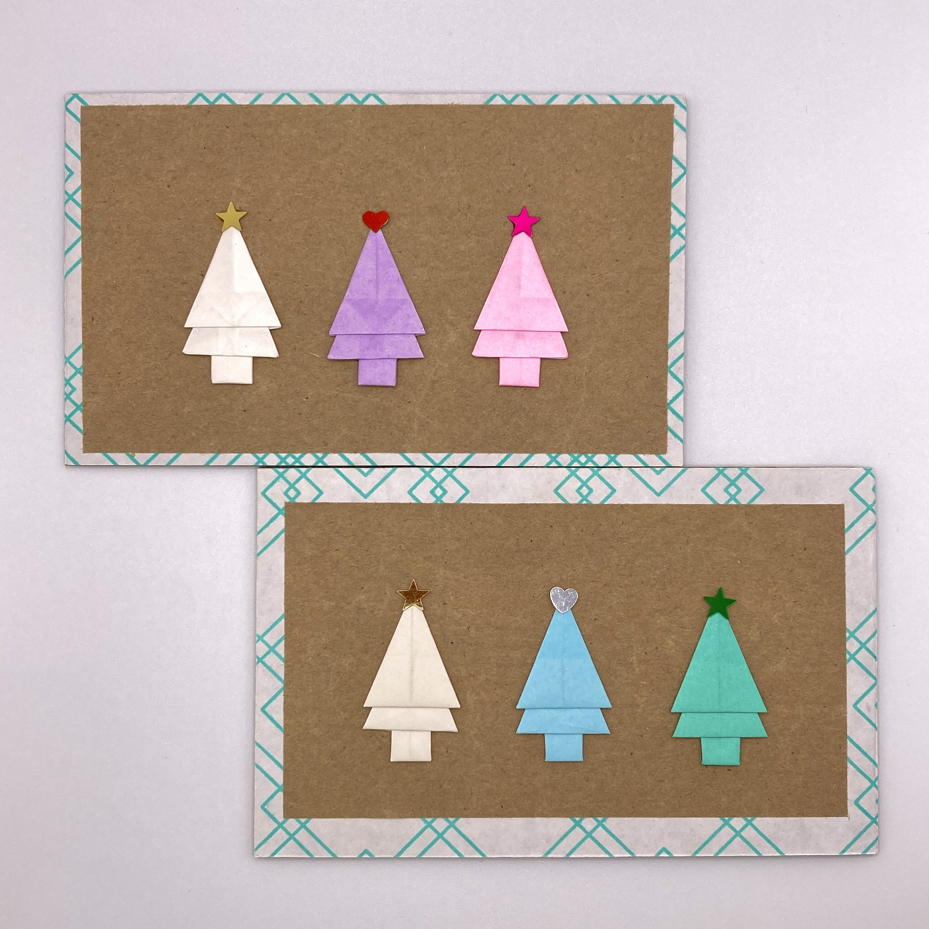 Origami Christmas Tree Card, Handmade Upcycled Holiday Greeting Cards ...