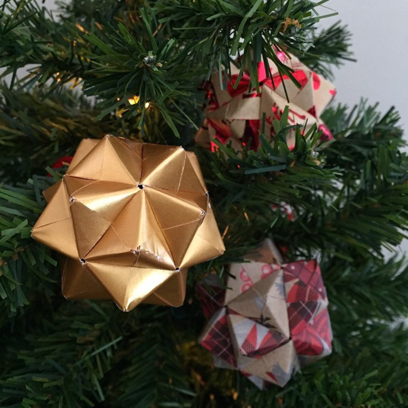 Origami Christmas Tree Decorations / Christmas Baubles / Etsy