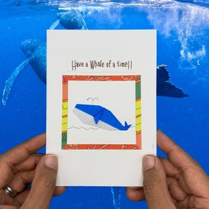 Origami-kaarten walvis / bultruggen / origineel kunstwerk / Have a Whale of a Time / handgemaakte wenskaarten / Japanse traditionele papierkunst