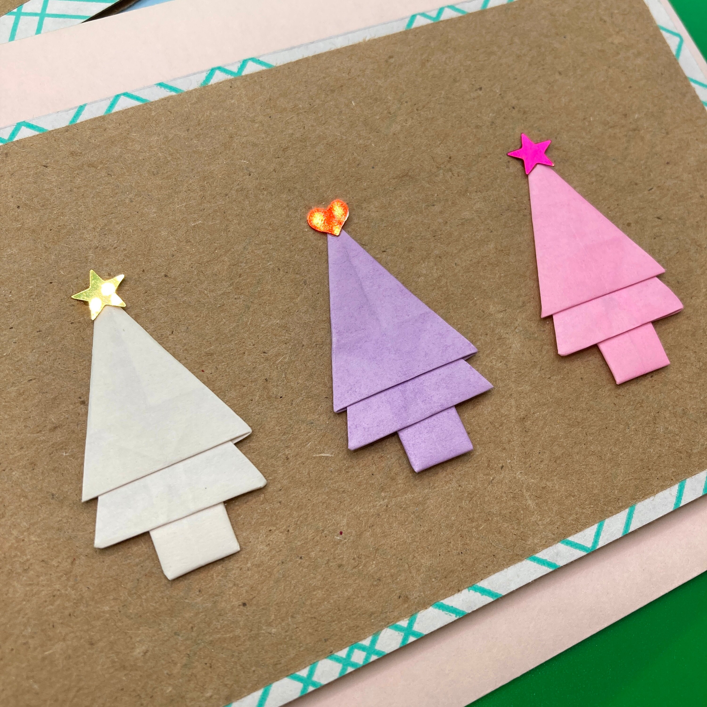 Origami Christmas Tree Card, Handmade Upcycled Holiday Greeting Cards ...