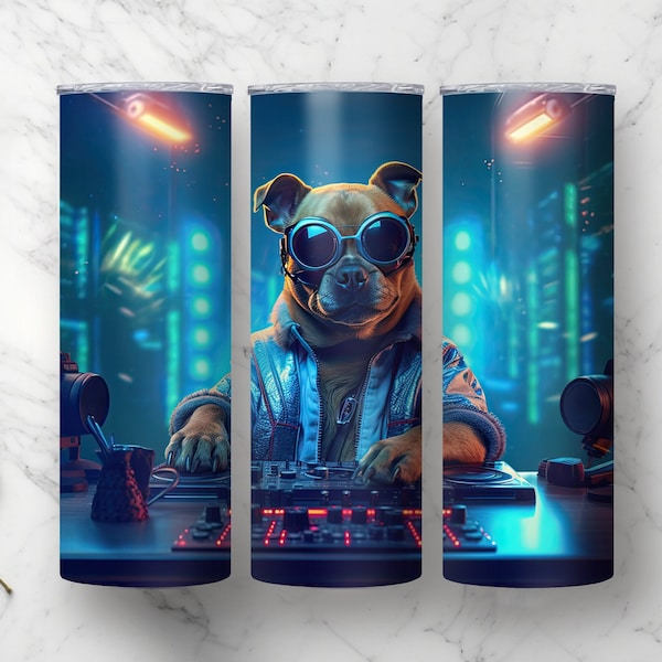 Cyber, Dog, DJ, Art, Tumbler Wrap 20 oz Designer Tumbler Skinny, мновенанаalu циловагаяааяаааа wajah