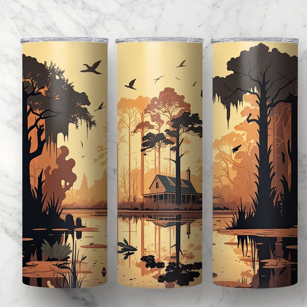 Bayou Swamp Art,  20 oz Skinny Tumbler Sublimation Design, Tumbler Wrap, Instant Digital Download