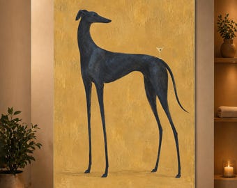 Greyhound Wall Art Retro Dog Poster Minimalist Animal Print Mid Century Style Dog Decor