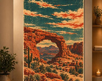 Desert Arch Wall Art Vintage Southwestern Poster Red Rock Canyon Landscape Print