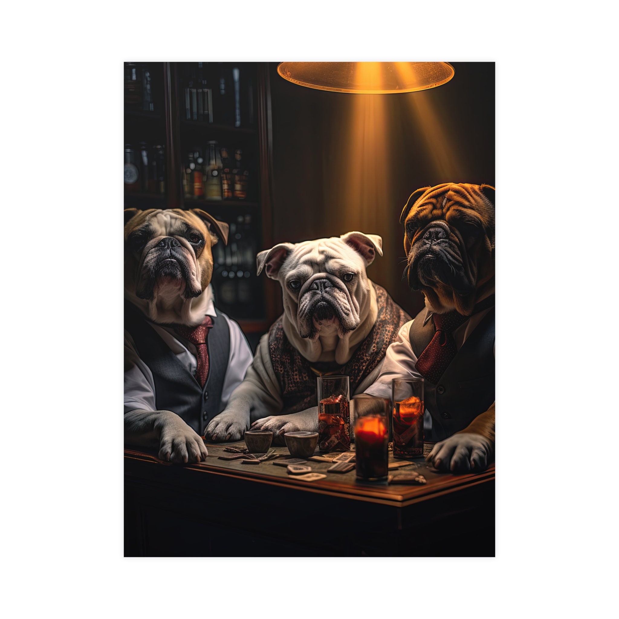 House of Bulldogs Dogs Playing Poker Canvas 11 x 14