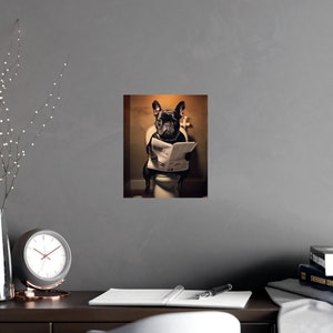 French Bulldog, Reading Newspaper, Toilet, Dogs, Bathroom, Cute, Funny, Wall Poster, Wall Decor, Gift, Poster image 5