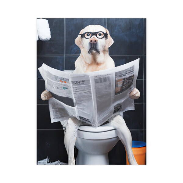 Dog Sitting on Toilet - Etsy UK
