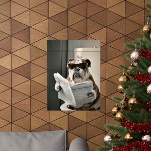 English Bulldog, Reading Newspaper on Toilet, Merle, Funny, Cute, Wall Poster, Wall Decor, Gift, Poster image 7